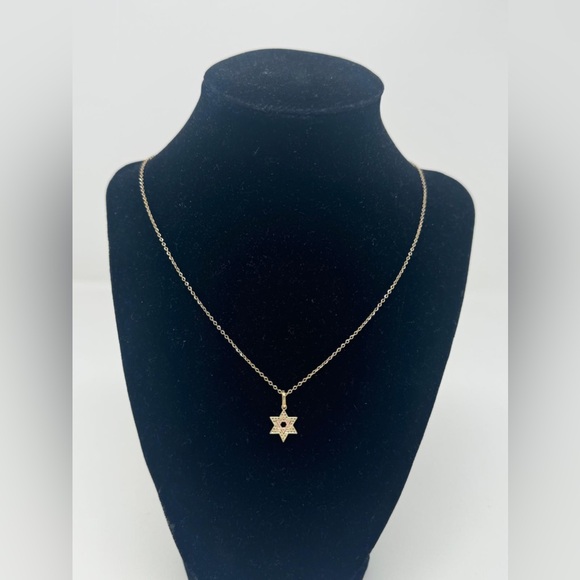 14k Solid Gold Two Tone Star of David CZ Pendant - Picture 3 of 8